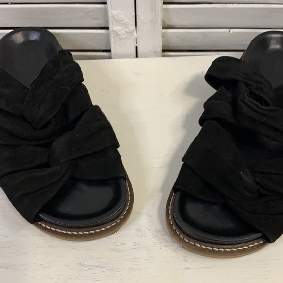 T1 Ganni Recycled Rubber Soles Suede top Knot Sandals - Picture 13 of 15